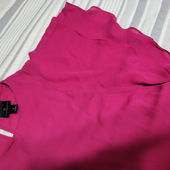 Worthington blouse fuscia pink flowy size L - Picture 3 of 6